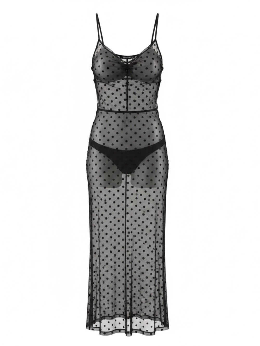 PrettyLittleThing sheer Black Polka Dot Maxi